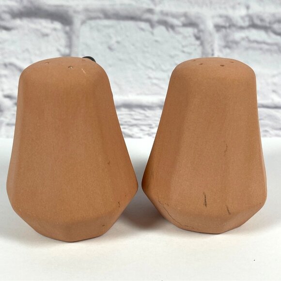 Southwestern Terracotta Salt Pepper Shaker Green Blue Glaze Chili Pepper Vintage - Picture 2 of 10